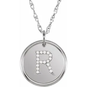 Sterling Silver 1/10 CTW Natural Diamond Initial R 18" Necklace