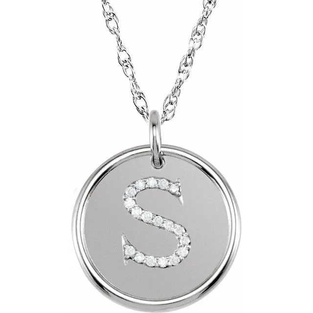 Sterling Silver 1/10 CTW Natural Diamond Initial S 18" Necklace