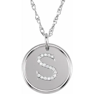 Sterling Silver 1/10 CTW Natural Diamond Initial S 18" Necklace