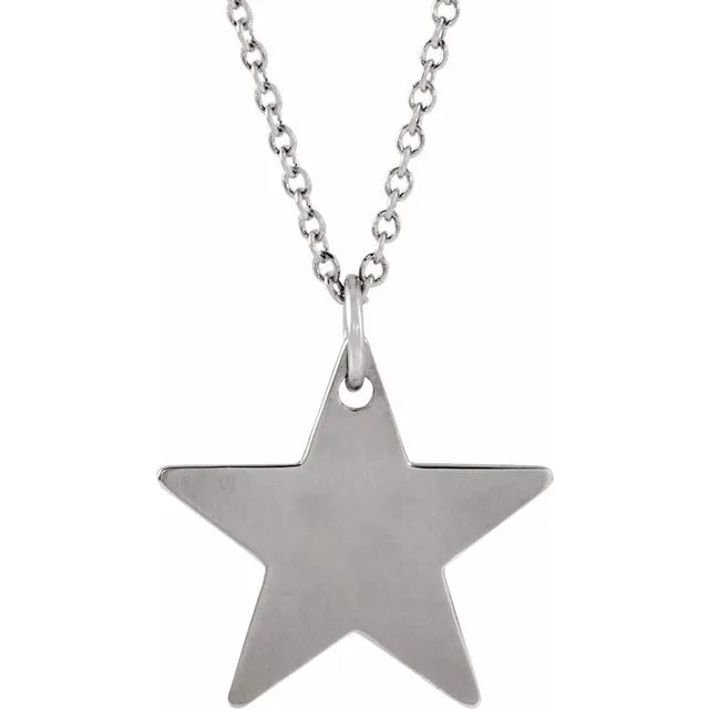 Sterling Silver 12x12 mm Star 16-18" Necklace