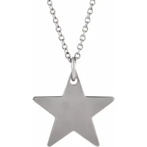 Sterling Silver 12x12 mm Star 16-18" Necklace