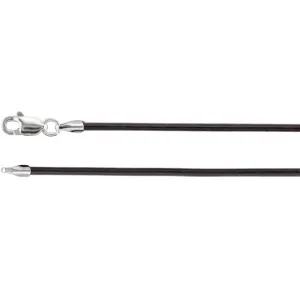 Sterling Silver 1.5 mm Black Leather 20" Cord