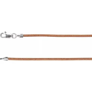 Sterling Silver 1.5 mm Natural Leather 16" Cord