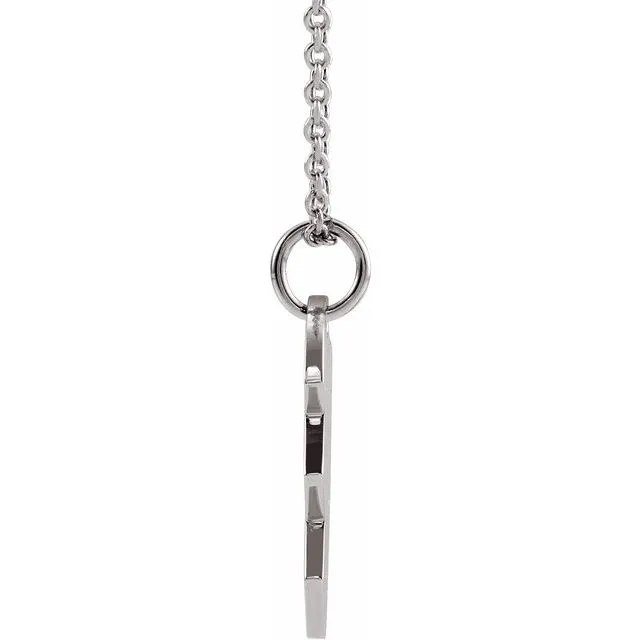 Sterling Silver 17x10 mm Right Broken Heart 16-18" Necklace
