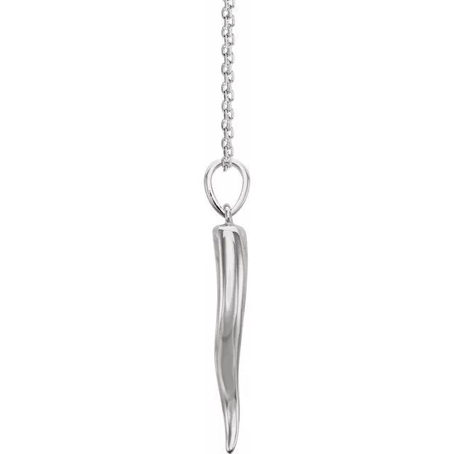 Sterling Silver 20.7x4.8 mm Italian Horn 16-18" Necklace