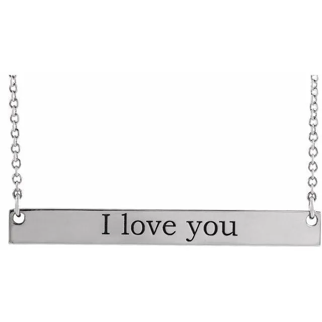 Sterling Silver 34x4 mm Engravable Bar 16" Necklace