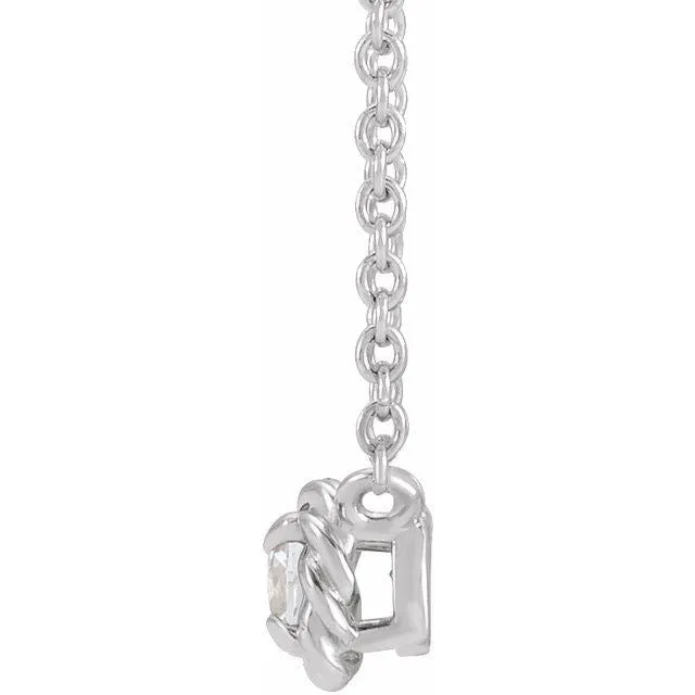 Sterling Silver 3mm :: 1/10 CT Natural Diamond Claw-Prong Rope 18" Necklace