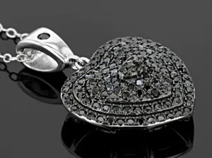 Sterling silver black rhodium heart necklace