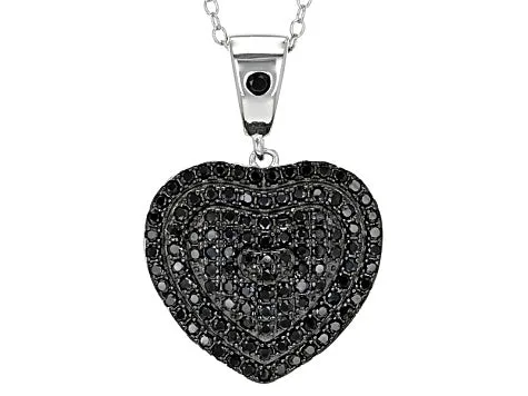 Sterling silver black rhodium heart necklace