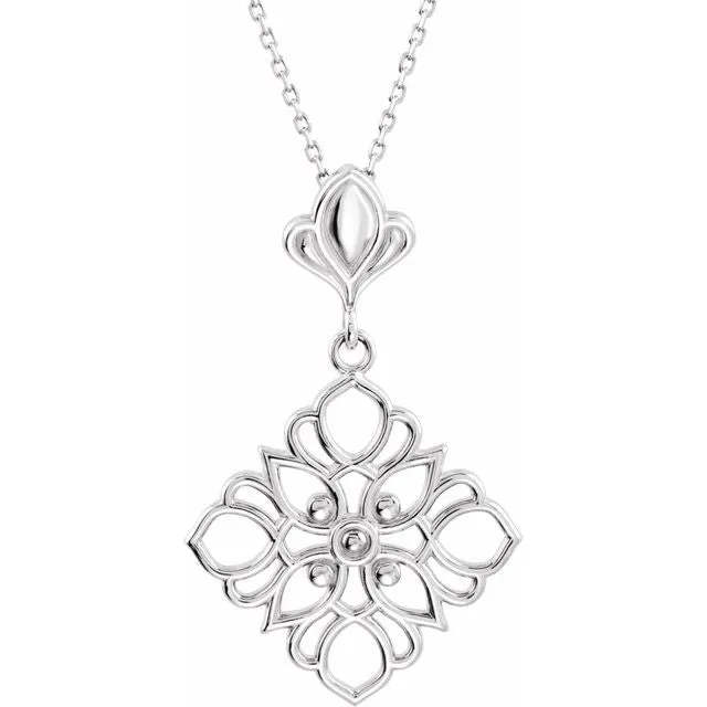 Sterling Silver Decorative 18" Necklace