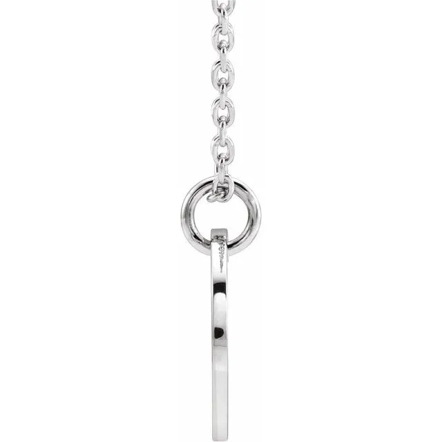 Sterling Silver Initial M 10 mm Disc 16-18" Necklace