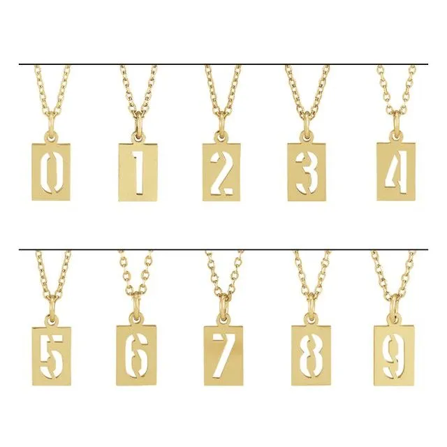 Sterling Silver Pierced Numeral 9 Dog Tag 16-18" Necklace