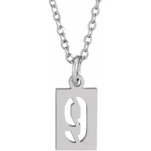 Sterling Silver Pierced Numeral 9 Dog Tag 16-18" Necklace