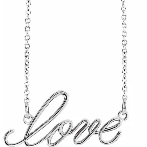 Sterling Silver "Love" 16.5" Necklace