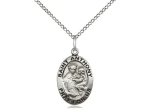 Sterling Silver St Anthony of Padua Pendant on a 18 inch Sterling Silver Light Curb Chain.