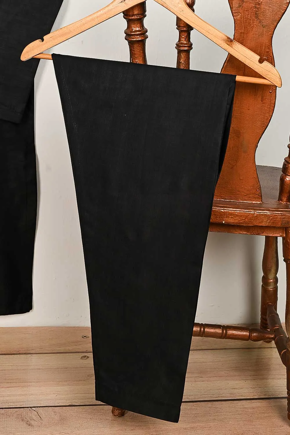 STP-163A-Black - 2Pc Soft Pc Cotton Dress With Soft Pc Cotton Trouser