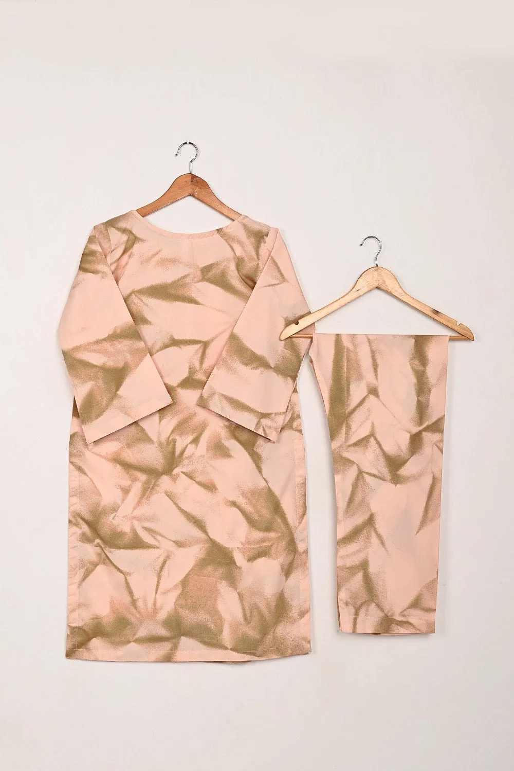 STP-206I-Peachy Pink - 2Pc Ready to Wear Spray Contoured Co-Ord Set