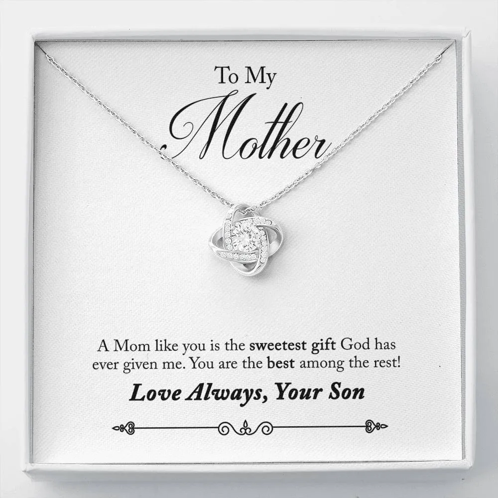 Sweetest gift from God-Love Knot Necklace for Mother, From Son