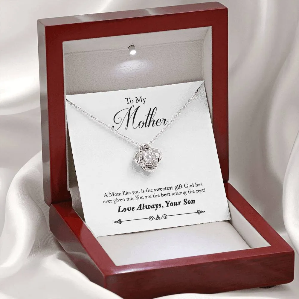 Sweetest gift from God-Love Knot Necklace for Mother, From Son