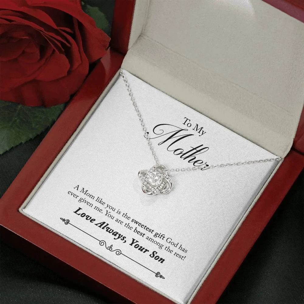 Sweetest gift from God-Love Knot Necklace for Mother, From Son