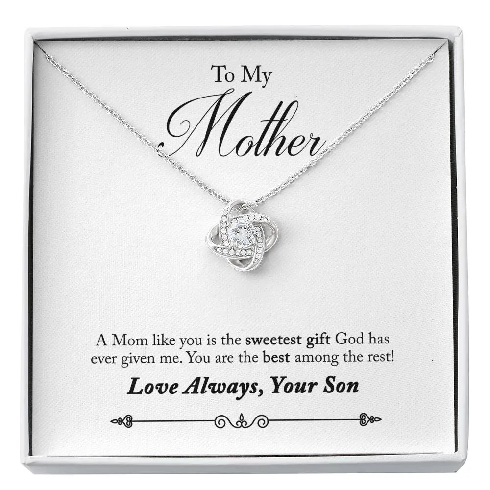 Sweetest gift from God-Love Knot Necklace for Mother, From Son
