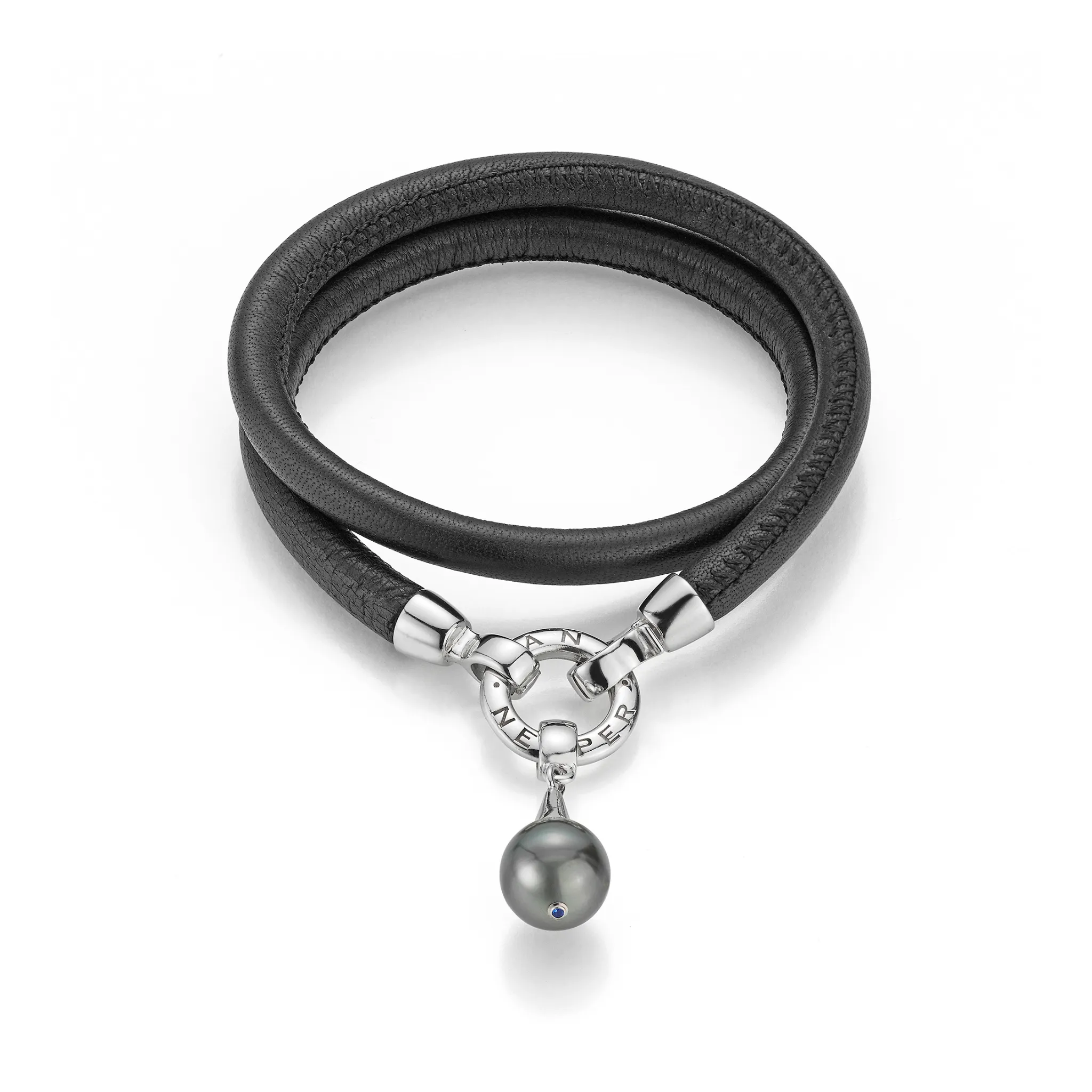 Tahiti Pearl and Leather Bracelet and Necklace