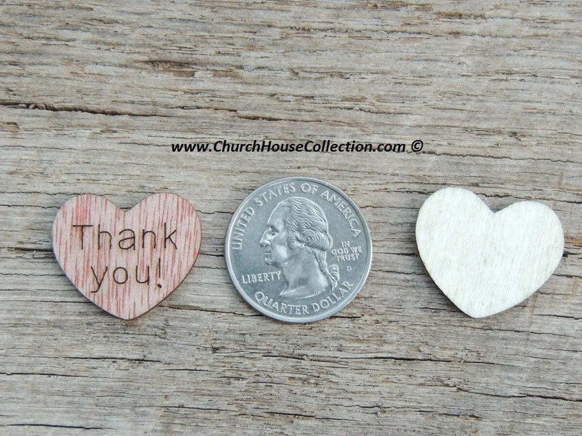 Thank you Wood Hearts 100 QTY 1 inch