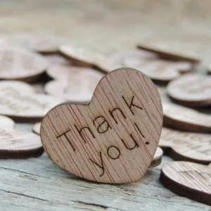 Thank you Wood Hearts 100 QTY 1 inch
