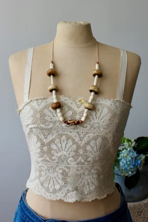 The Highlands Foundry  Large Tan Trade Bead Necklace THF96