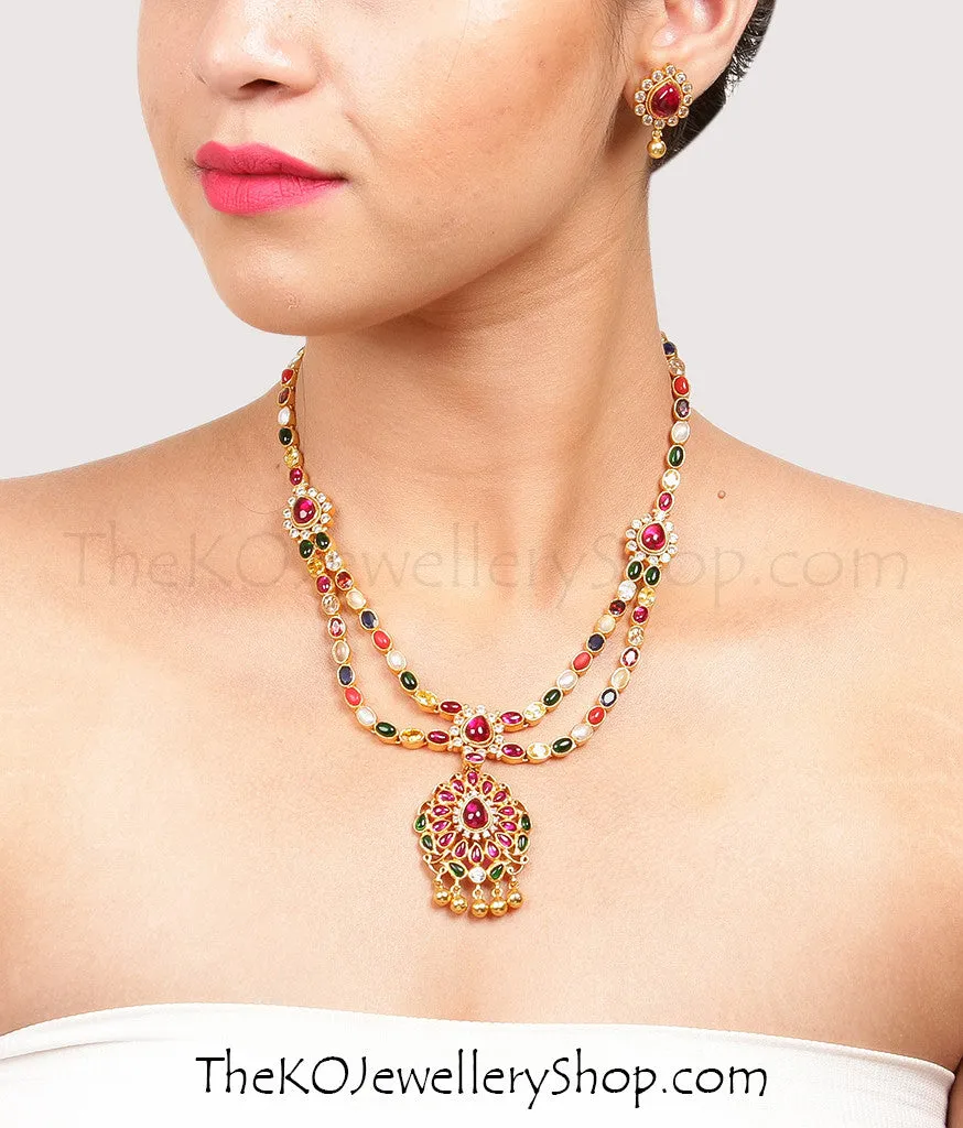 The Ksemya Silver Navratna Necklace