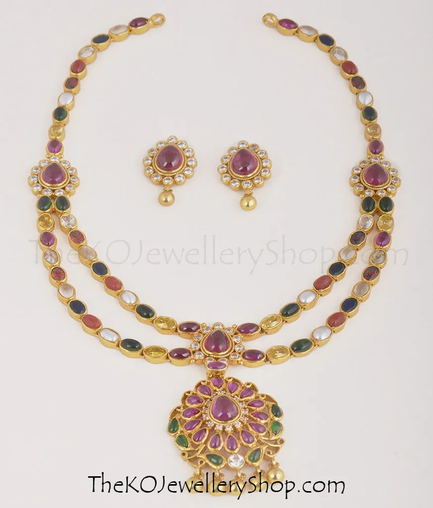 The Ksemya Silver Navratna Necklace