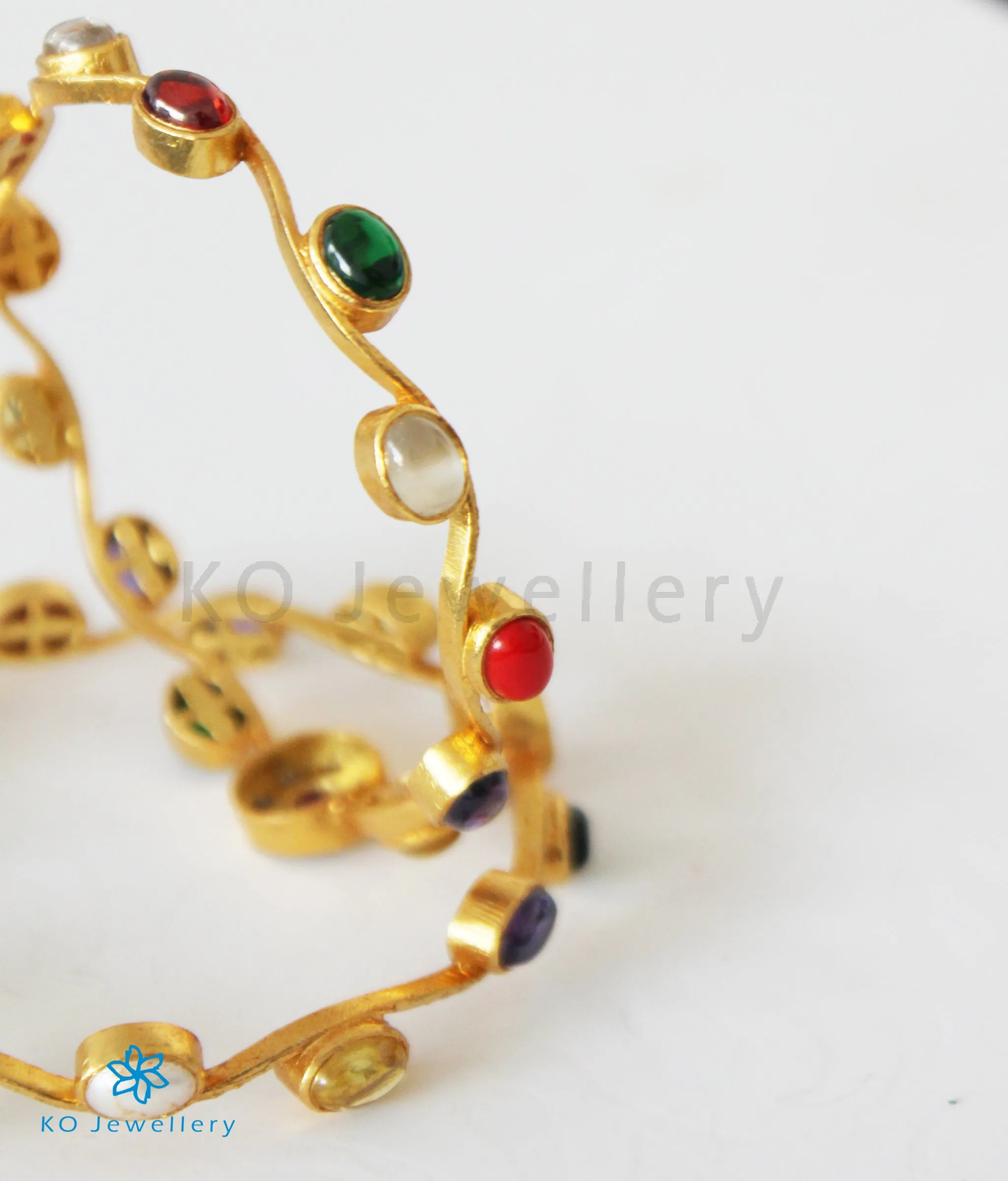 The Soma Silver Navratna Bangle (Size 2.2/2.4/2.6/2.8)
