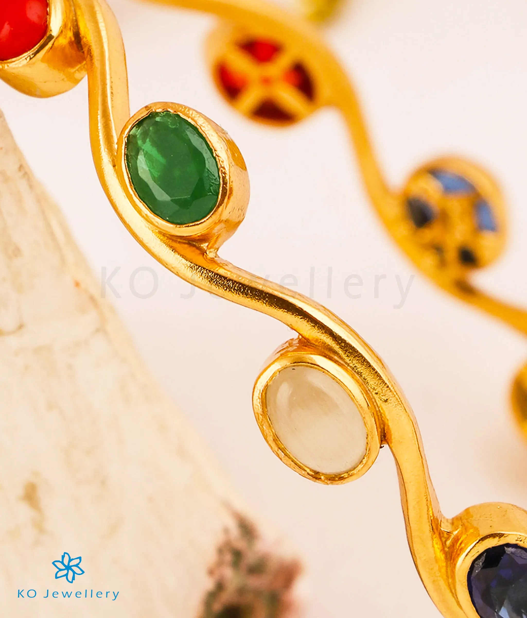 The Soma Silver Navratna Bangle (Size 2.2/2.4/2.6/2.8)