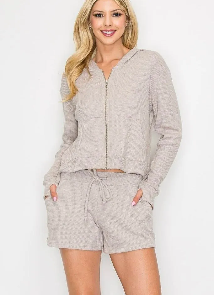 Thermal Crop Zip Hoodie
