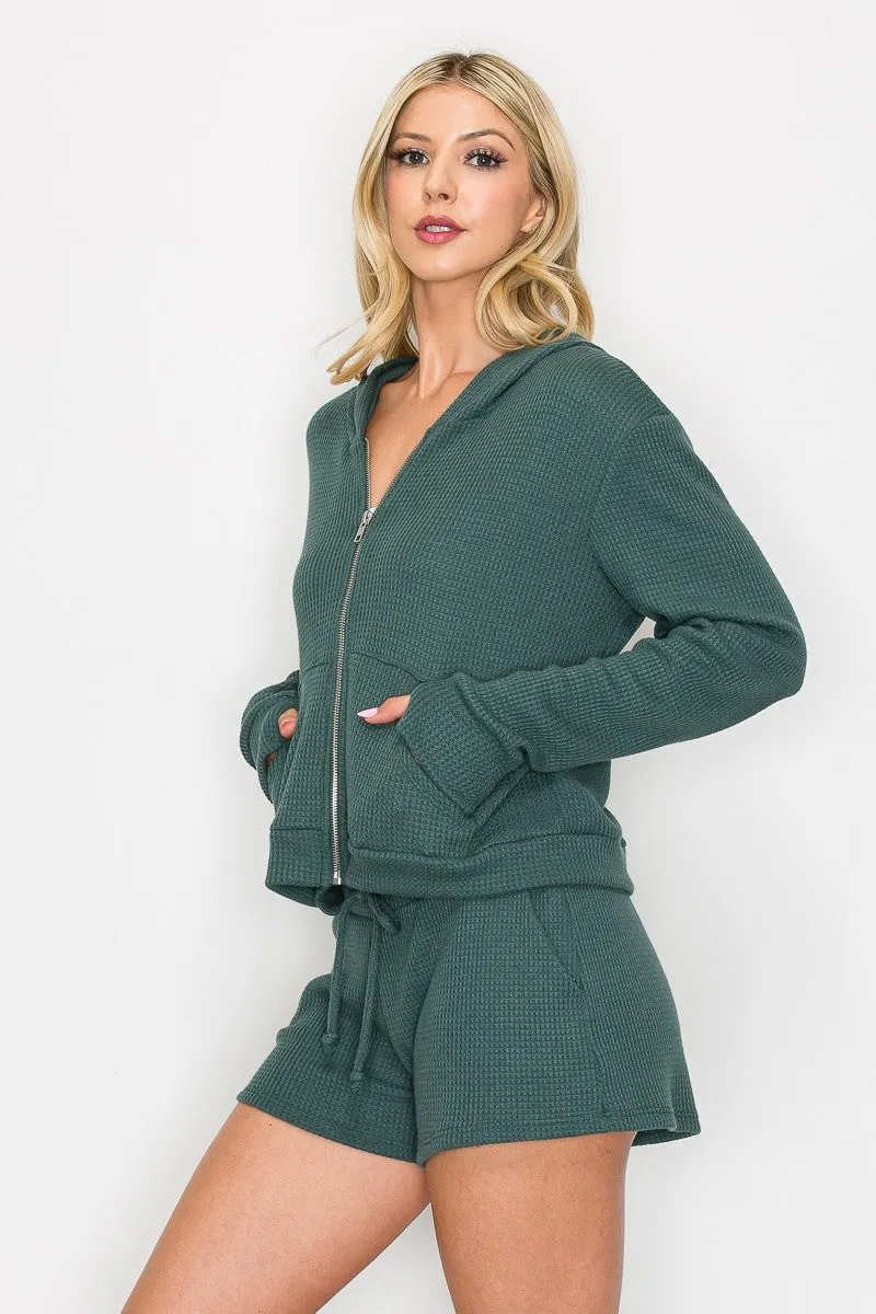 Thermal Crop Zip Hoodie