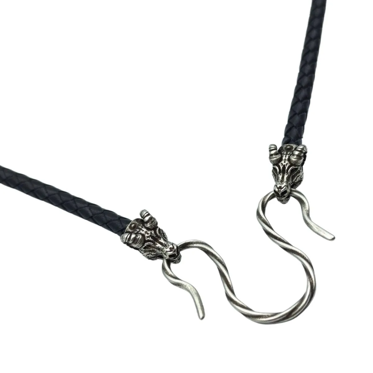 Thors Goats leather necklace with Silver plated clasps