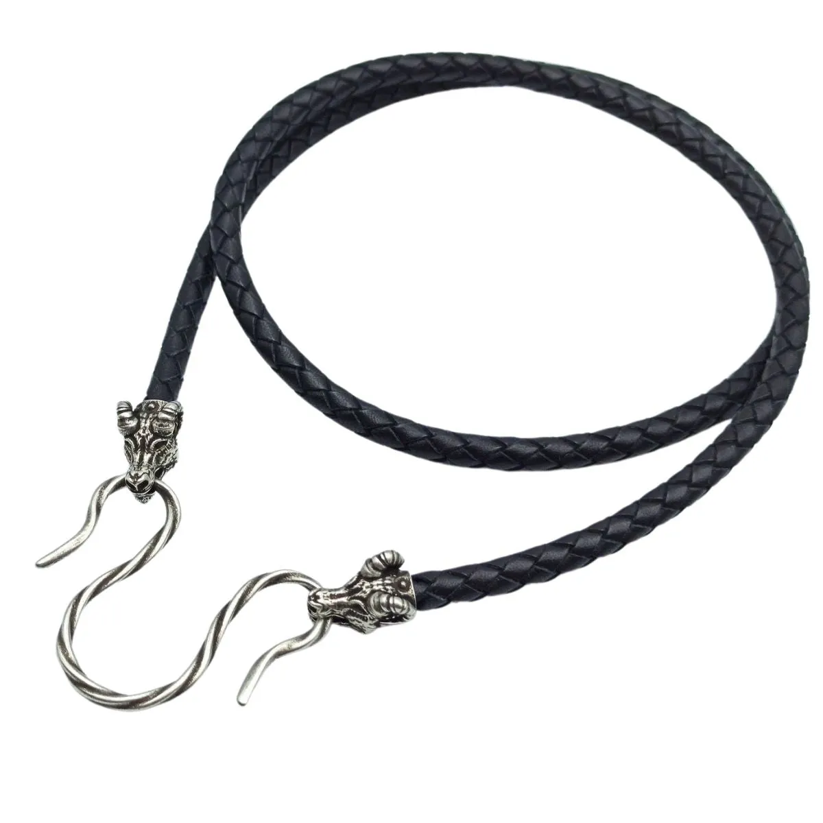 Thors Goats leather necklace with Silver plated clasps