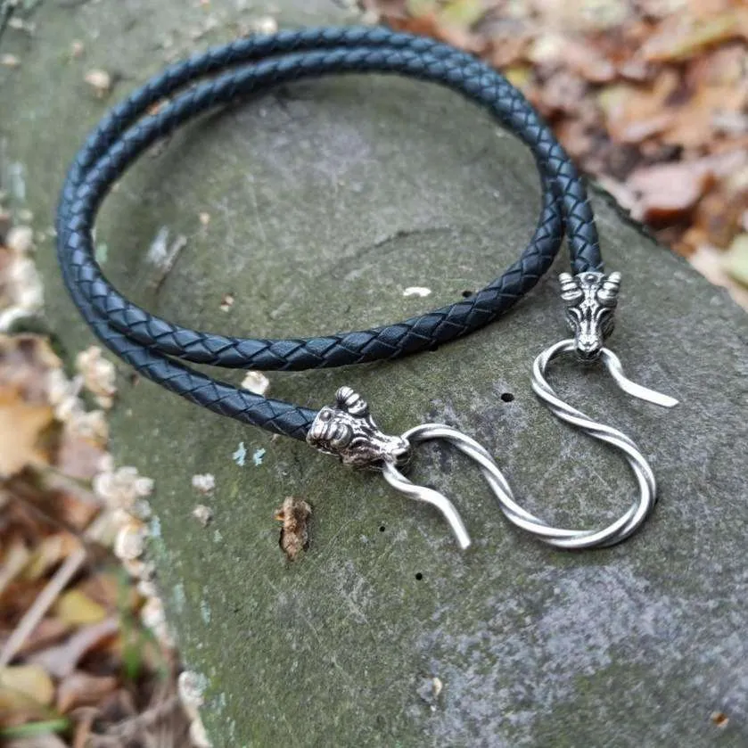 Thors Goats leather necklace with Silver plated clasps