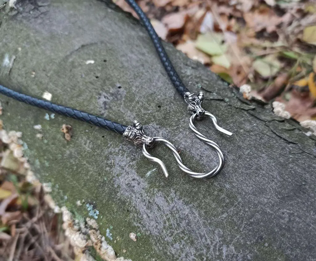 Thors Goats leather necklace with Silver plated clasps