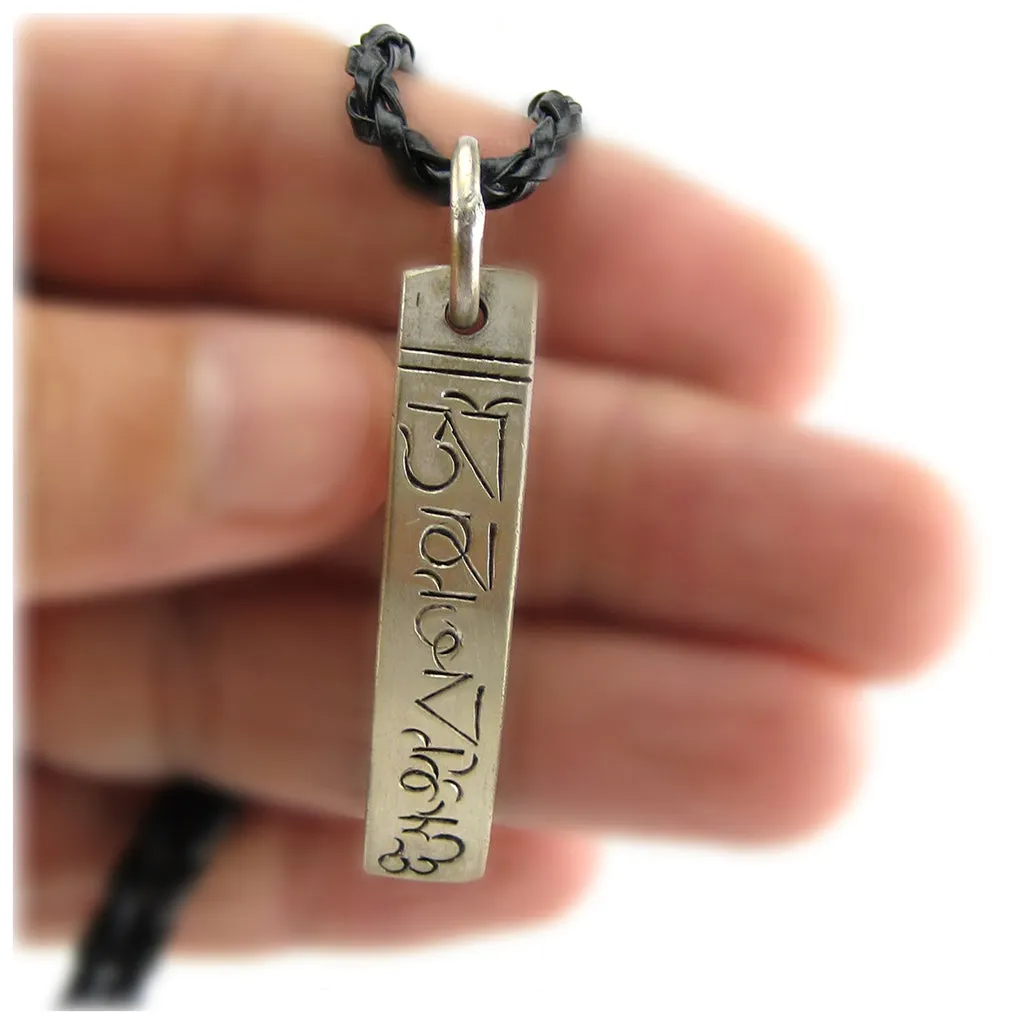 Tibetan Buddhist Om Mani Padme Hum Mantra Carved Sanskrit Amulet
