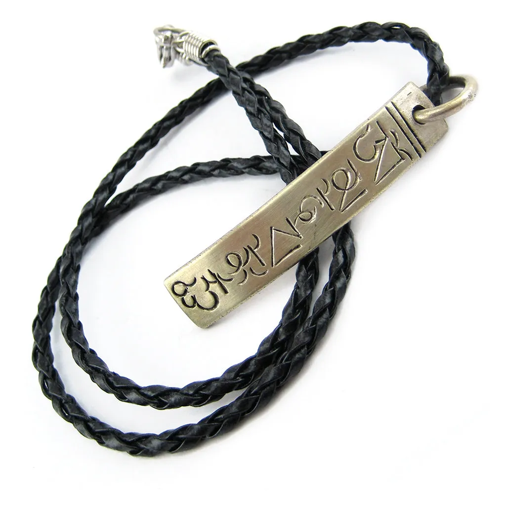 Tibetan Buddhist Om Mani Padme Hum Mantra Carved Sanskrit Amulet