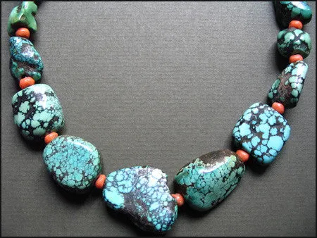 Tibetan Turquoise and Coral Necklace
