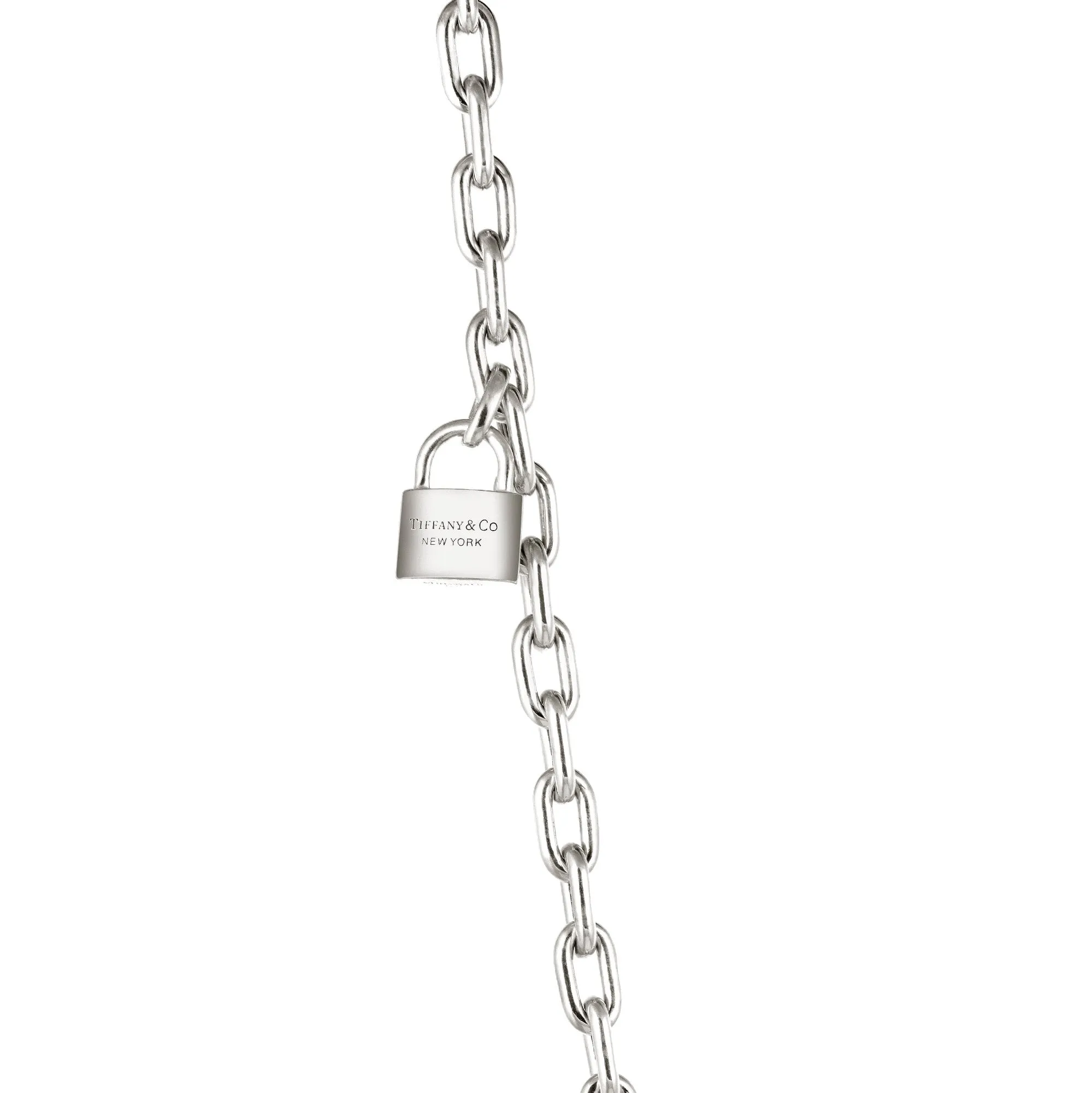 Tiffany & Co HardWear Pearl Lock Necklace Sterling Silver Long 32" Signed