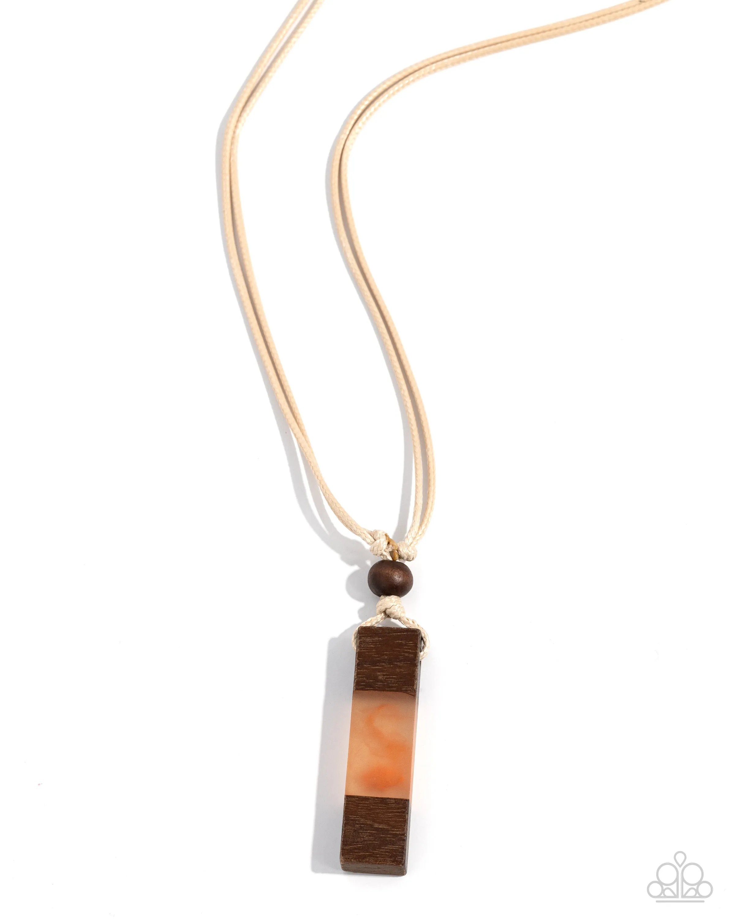 Timber Totem - Orange Necklace - Paparazzi Accessories