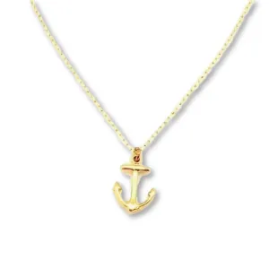 Tiny Anchor Minimalist Charm 14K Gold Necklace