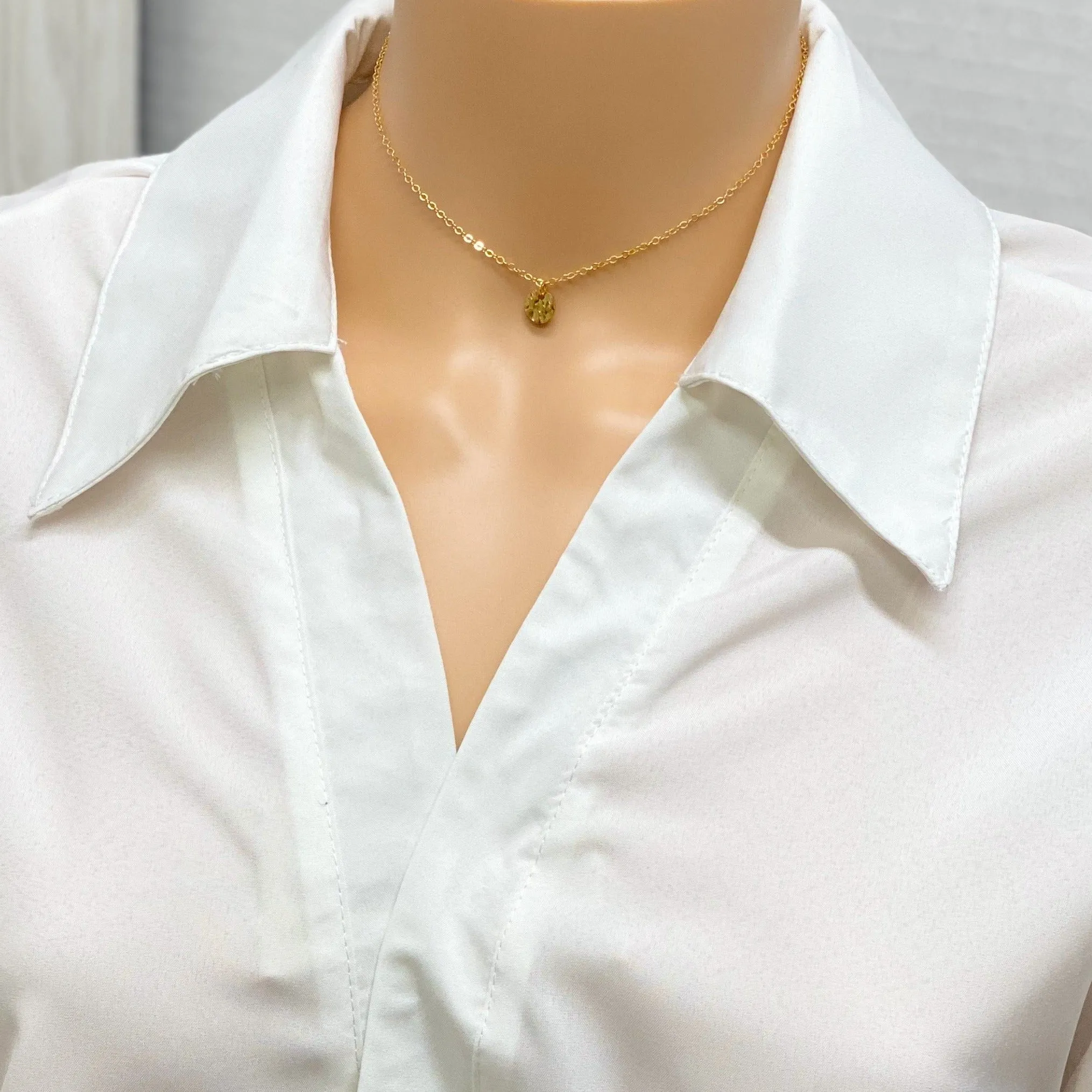 Tiny Gold Disk 14K Gold Necklace