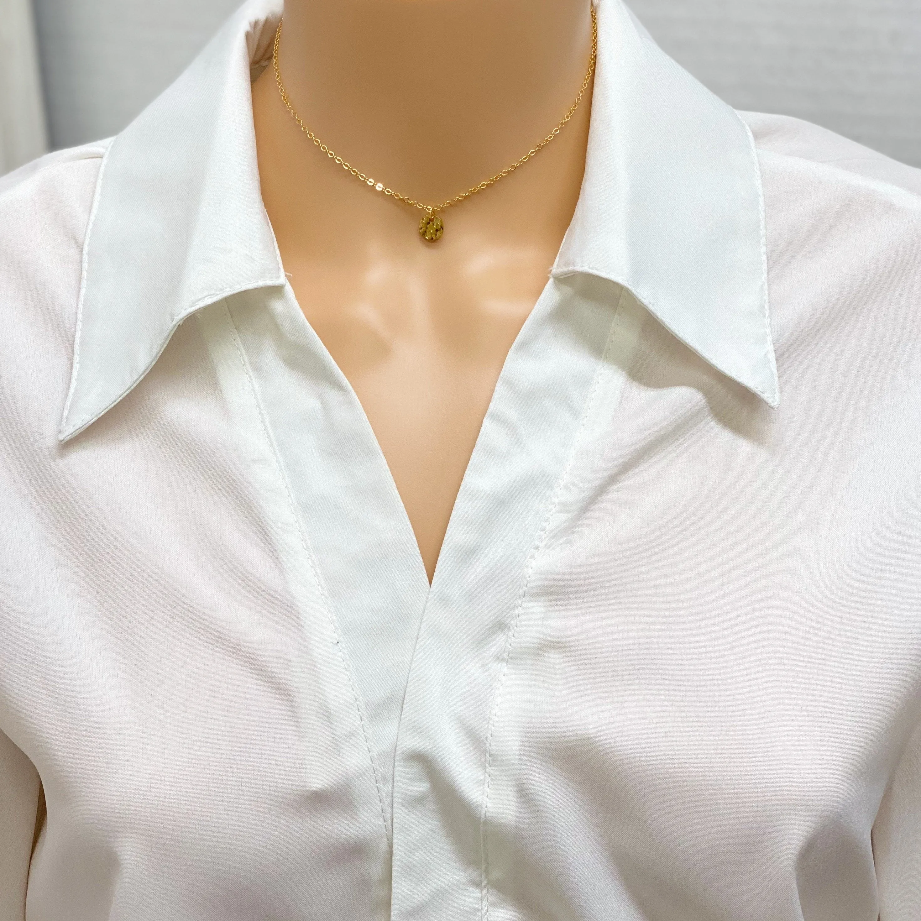Tiny Gold Disk 14K Gold Necklace