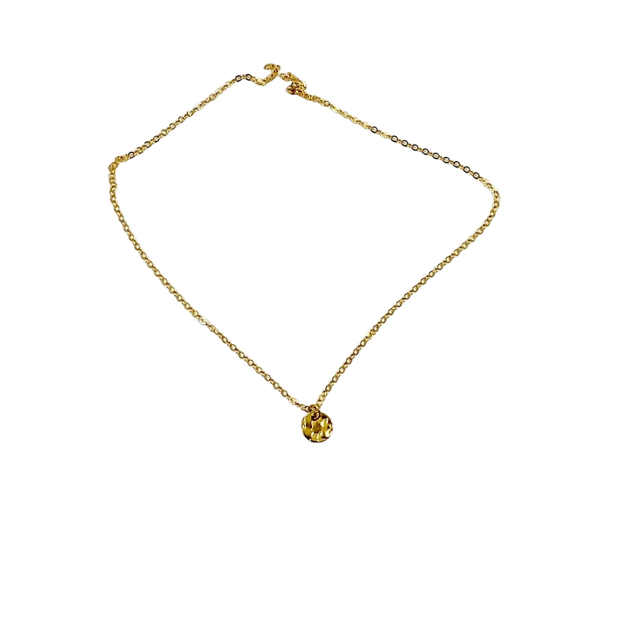 Tiny Gold Disk 14K Gold Necklace