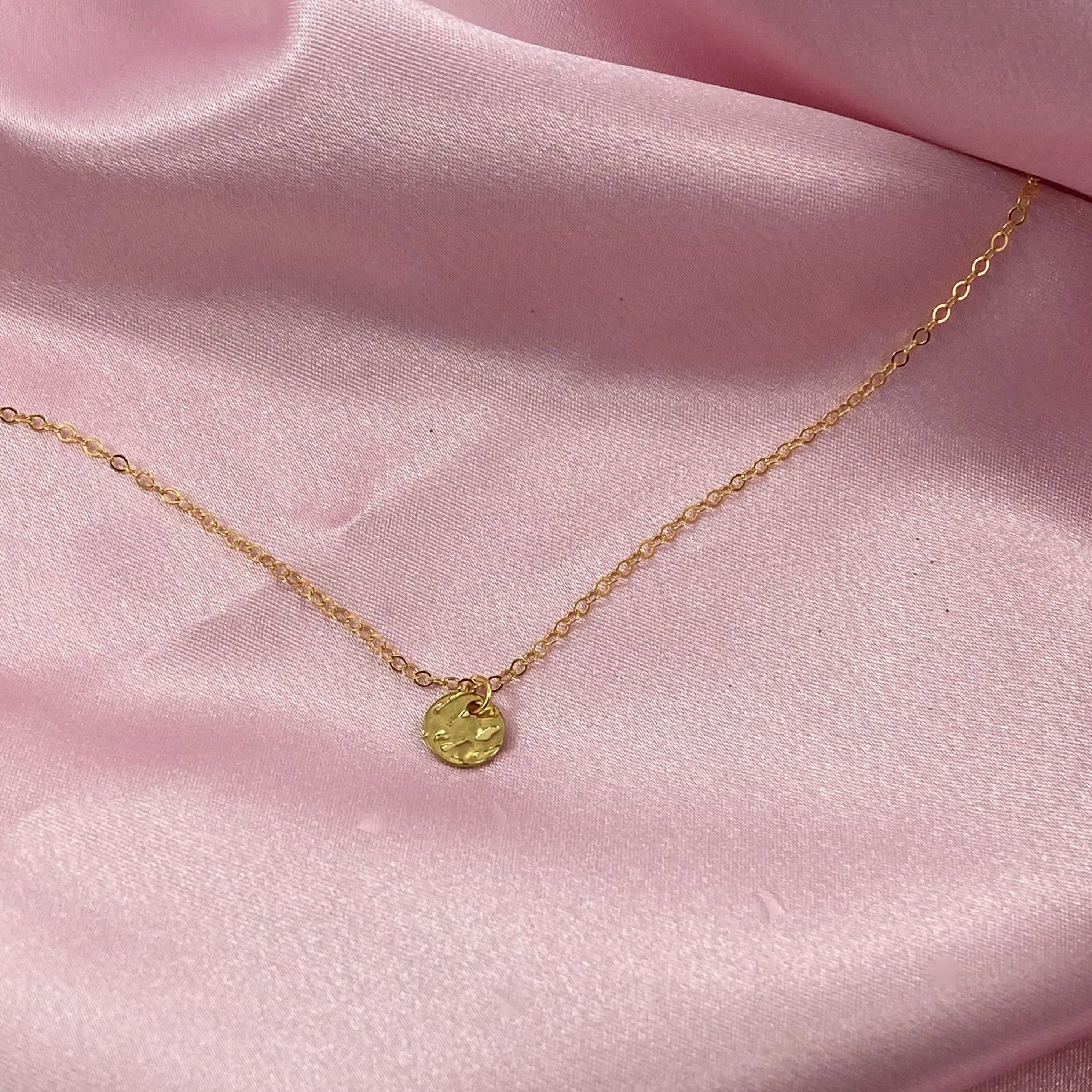 Tiny Gold Disk 14K Gold Necklace