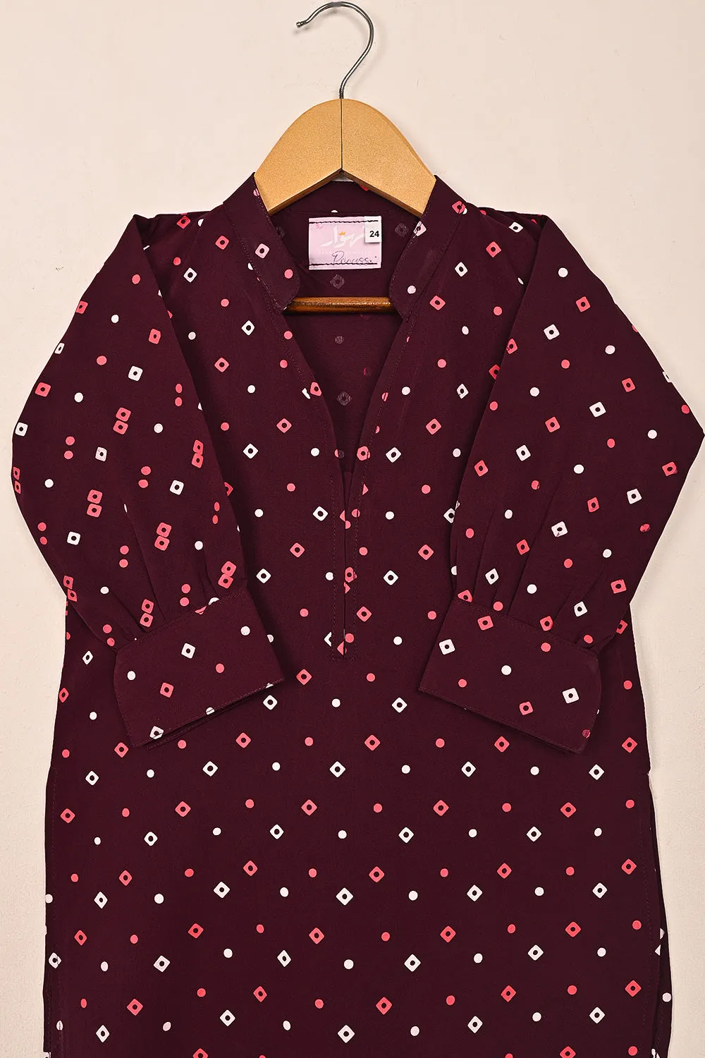 TKF-196-Maroon - Kids 2Pc Printed Co-Ord Dress